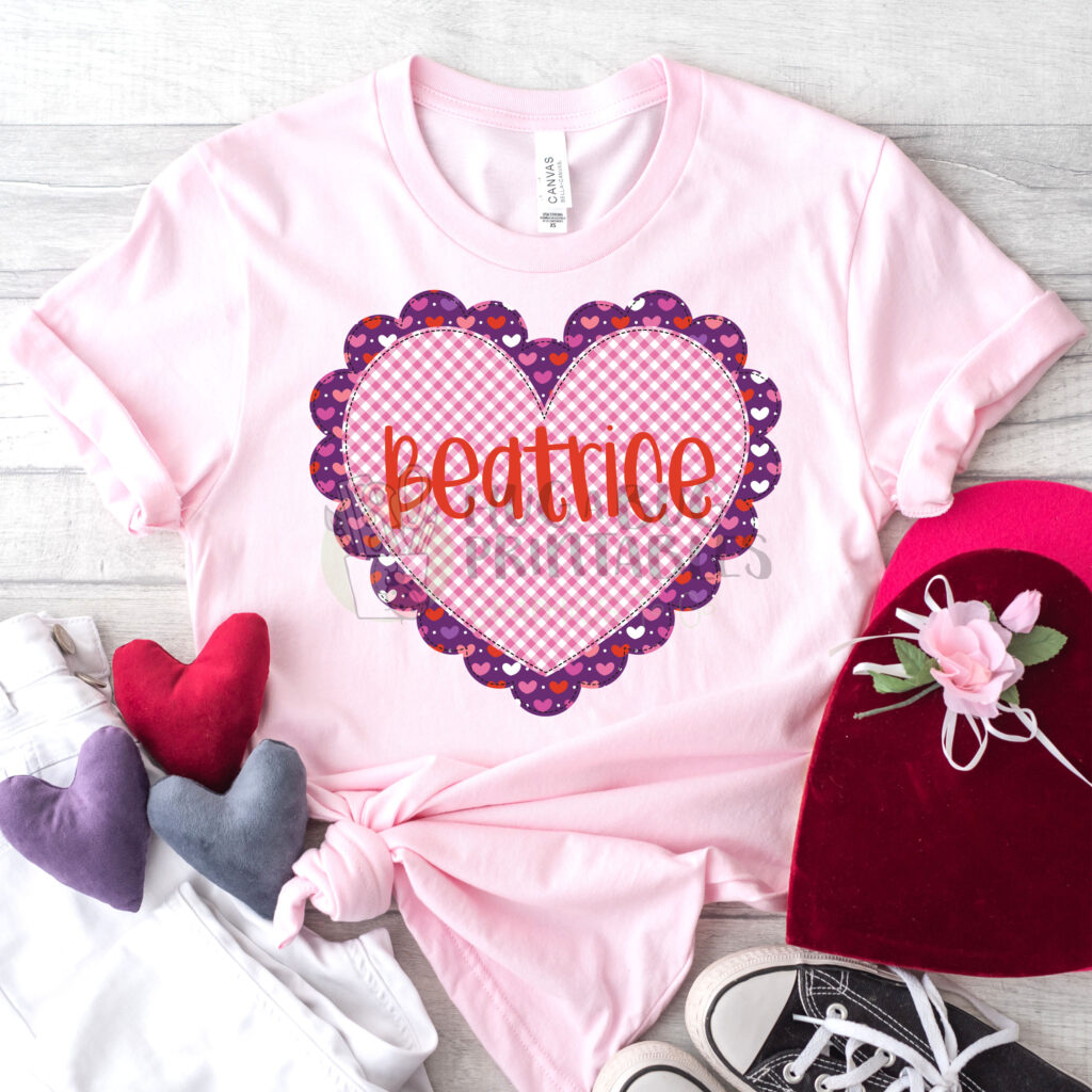 Frilly Heart Purple Pink Faux Applique Digital File JPG PNG - Hug A Bug ...