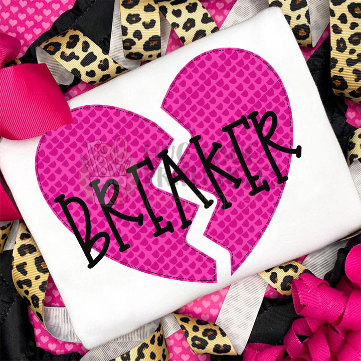 Heart Breaker Pink Faux Applique Digital File JPG PNG