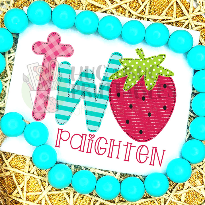 Strawberry Two Faux Applique Digital File JPG PNG