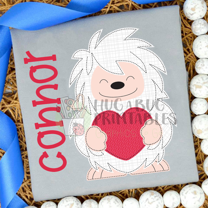 Yeti Heart Faux Applique Digital File JPG PNG